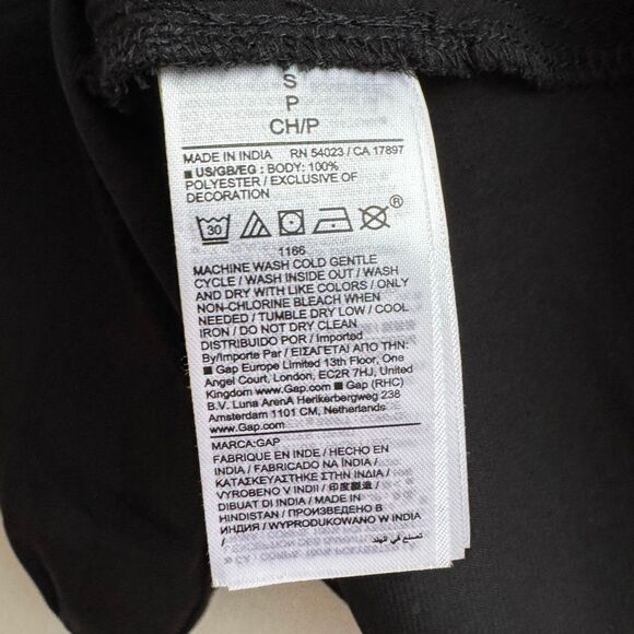 NWT Gap Babydoll Blouse Womens Small Scallop Eyelet Satin Black Office Bow Top - Picture 7 of 7